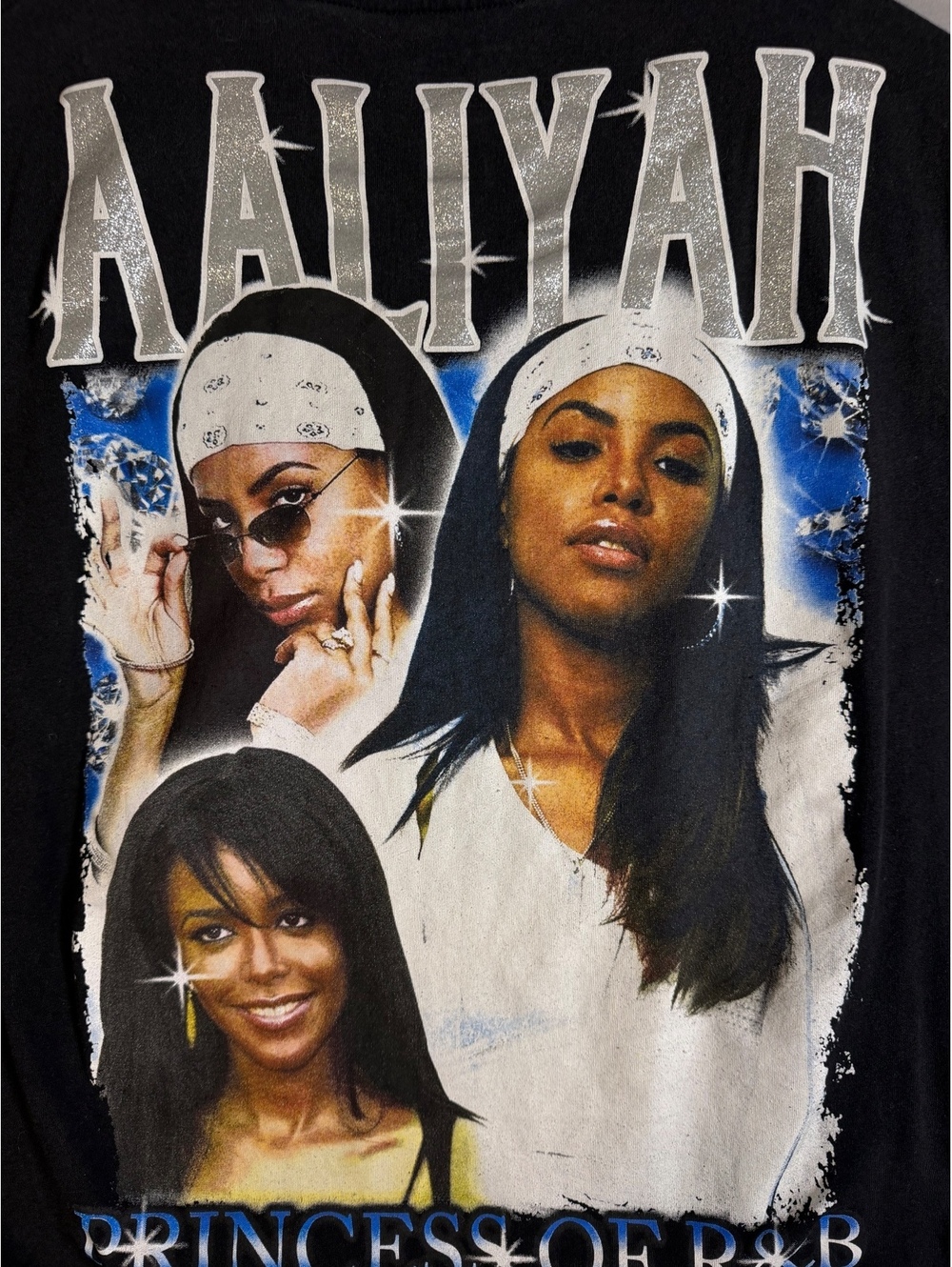 Aaliyah Princess of R&B Vintage Black Graphic T-Shirt Large 100% Cotton